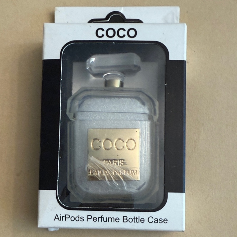 Coco AirPods Perfume Bottle Case - Gold and Clear